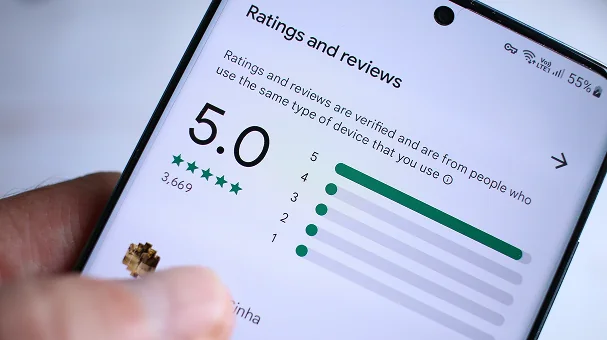 Bewertungen auf dem Smartphone: 5,0 Sterne